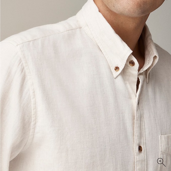 J.Crew Men's Cream Brushed Twill Shirt - Picture 2 of 3